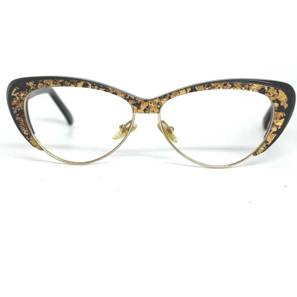 Andy‎ Wolf 5002 Homage to Bettie Cat Eye Eyeglasses Gold Flake Black 54-12 21621